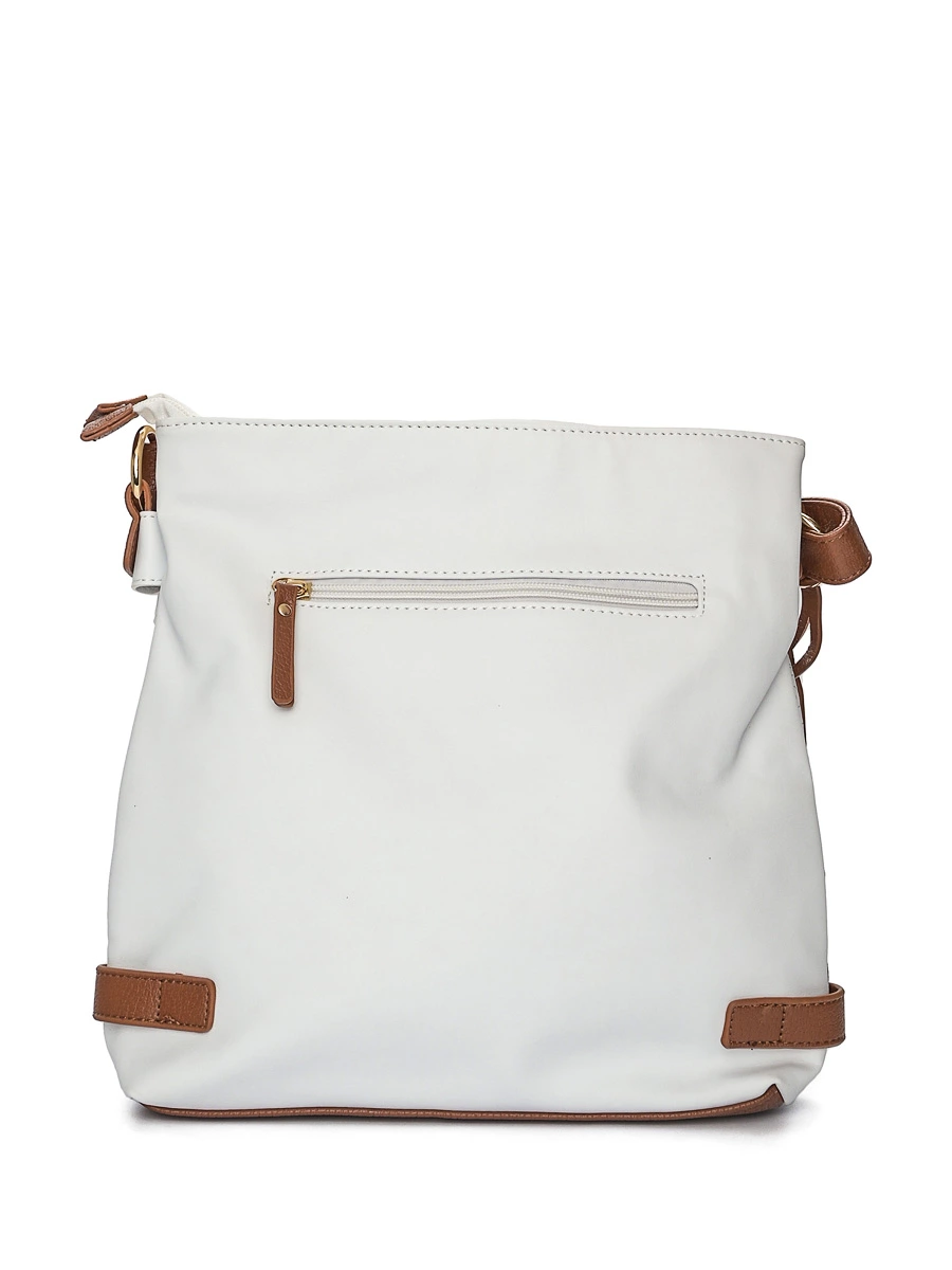 Белая сумка-кроссбоди с коричневыми акцентами